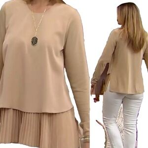 DG2 by Diane Gilman Beige Pleated Blouse